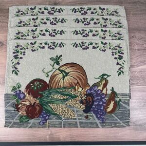 Autumn Harvest Table Placemat Set of 4 Fall Grapes Pumpkin Corn Pear Table Decor